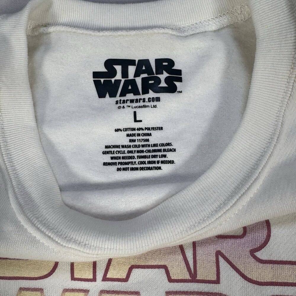 Star Wars Mandalorian Baby Yoda Grogu Sweatshirt L Unisex Lightweight Cream - Picture 3 of 5